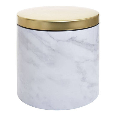 Orsina 5-Piece Kitchen Storage Set – White Marble & Gold Metal Canisters