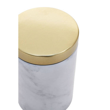 Orsina 5-Piece Kitchen Storage Set – White Marble & Gold Metal Canisters