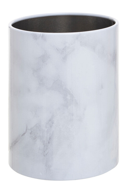 Orsina White Marble Effect Utensil Holder – Stainless Steel Kitchen Pot