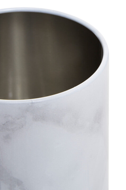 Orsina White Marble Effect Utensil Holder – Stainless Steel Kitchen Pot
