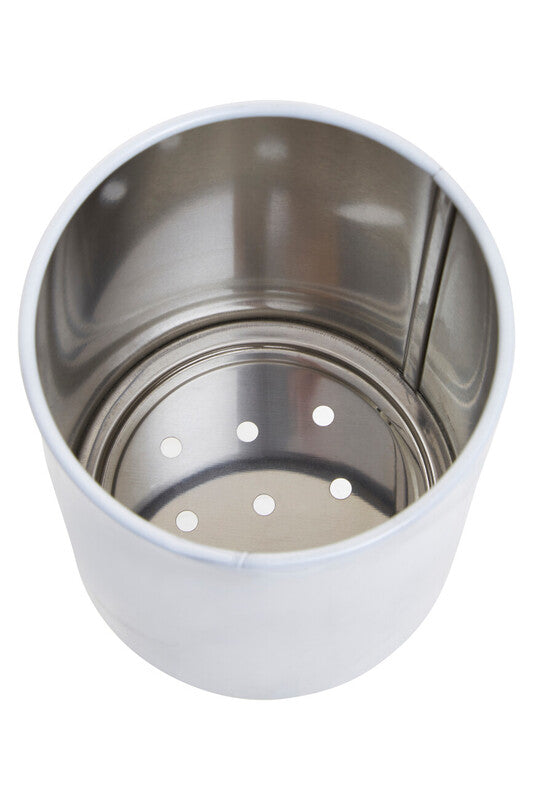 Orsina White Marble Effect Utensil Holder – Stainless Steel Kitchen Pot