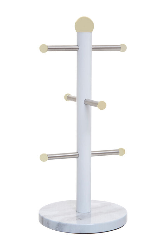 Orsina Marble Effect and Gold Mug Tree – 6 Cup Kitchen Storage Stand