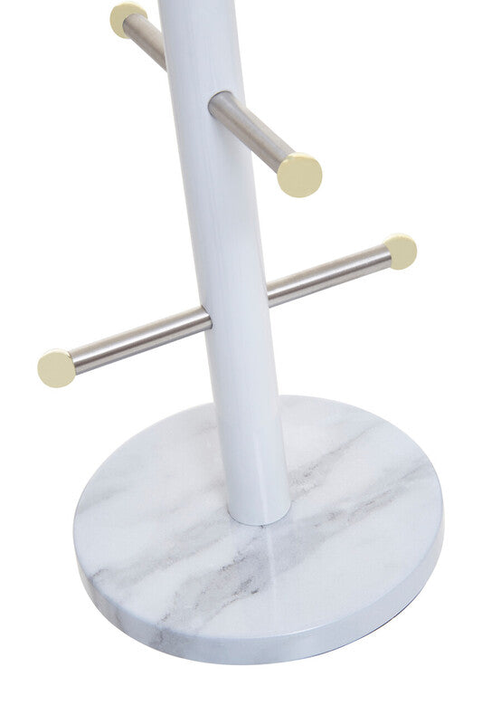Orsina Marble Effect and Gold Mug Tree – 6 Cup Kitchen Storage Stand
