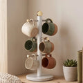 Orsina Marble Effect and Gold Mug Tree – 6 Cup Kitchen Storage Stand