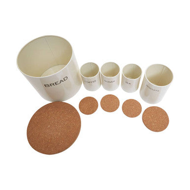 Orsina Easton 5 Piece Kitchen Storage Set – Cream Bread Bin & Canisters