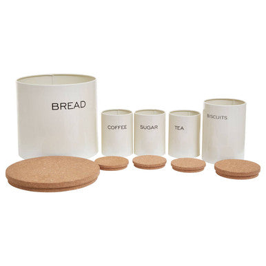 Orsina Easton 5 Piece Kitchen Storage Set – Cream Bread Bin & Canisters