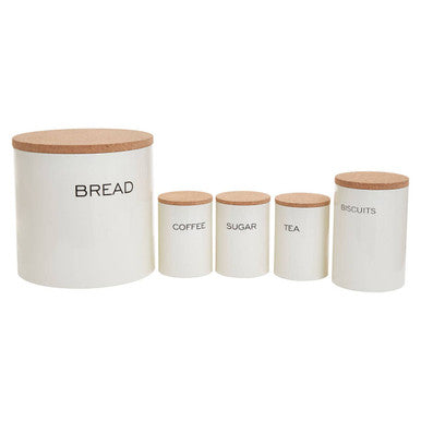 Orsina Easton 5 Piece Kitchen Storage Set – Cream Bread Bin & Canisters