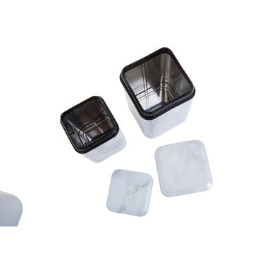 Orsina Easton 5-Piece Kitchen Storage Set – White Marble Effect Metal