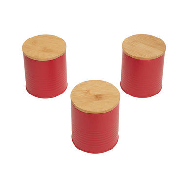 Orsina Alton Red Kitchen Canisters – Set of 3 Embossed Food Storage