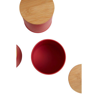 Orsina Alton Red Kitchen Canisters – Set of 3 Embossed Food Storage
