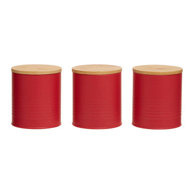 Orsina Alton Red Kitchen Canisters – Set of 3 Embossed Food Storage