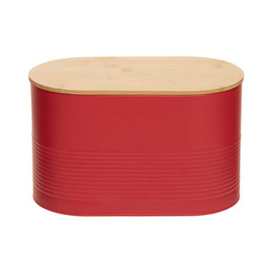 Orsina Alton Red Bread Bin – Modern Oval Countertop Kitchen Storage
