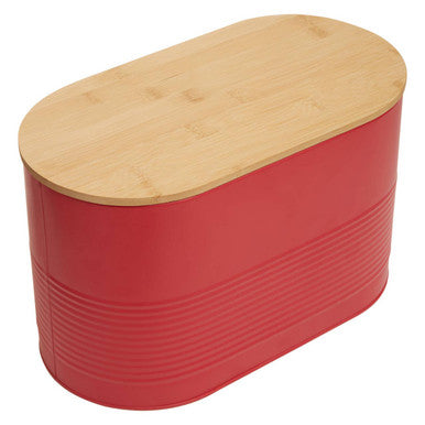 Orsina Alton Red Bread Bin – Modern Oval Countertop Kitchen Storage