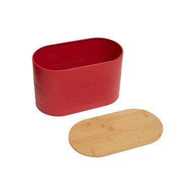 Orsina Alton Red Bread Bin – Modern Oval Countertop Kitchen Storage
