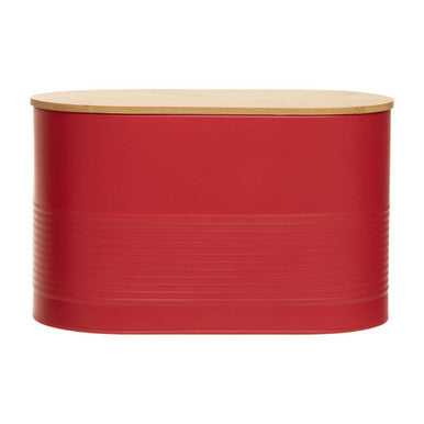 Orsina Alton Red Bread Bin – Modern Oval Countertop Kitchen Storage