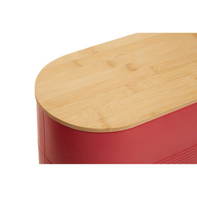 Orsina Alton Red Bread Bin – Modern Oval Countertop Kitchen Storage