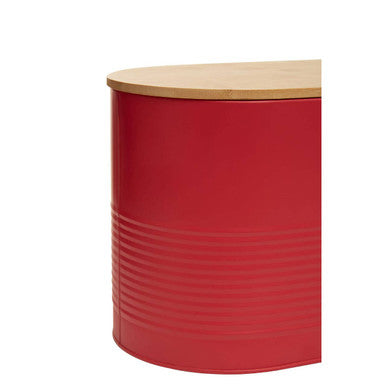 Orsina Alton Red Bread Bin – Modern Oval Countertop Kitchen Storage