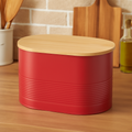Orsina Alton Red Bread Bin – Modern Oval Countertop Kitchen Storage