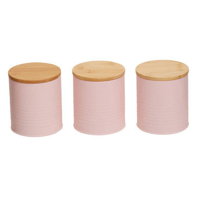 Orsina Alton Pink Kitchen Canisters – Set of 3 with Bamboo Lids