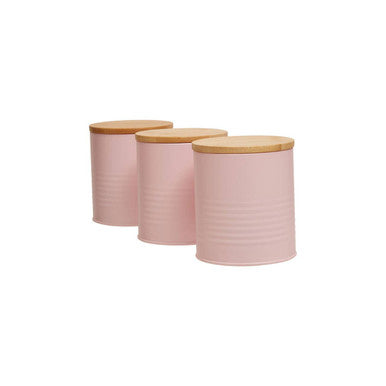 Orsina Alton Pink Kitchen Canisters – Set of 3 with Bamboo Lids
