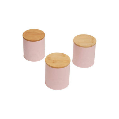Orsina Alton Pink Kitchen Canisters – Set of 3 with Bamboo Lids