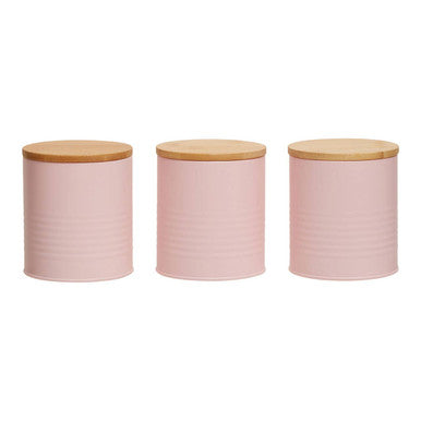 Orsina Alton Pink Kitchen Canisters – Set of 3 with Bamboo Lids