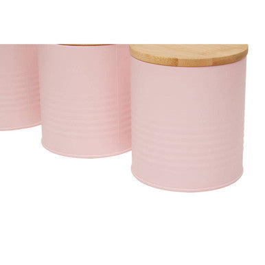 Orsina Alton Pink Kitchen Canisters – Set of 3 with Bamboo Lids
