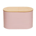 Orsina Alton Pink Bread Bin – Oval Metal Storage with Bamboo Lid