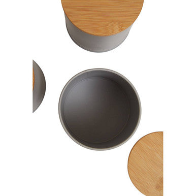 Orsina Alton Grey Kitchen Canisters with Bamboo Lids - Set of 3