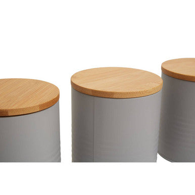 Orsina Alton Grey Kitchen Canisters with Bamboo Lids - Set of 3