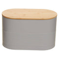 Orsina Alton Grey Bread Bin – Oval Metal Storage with Bamboo Lid