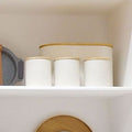 Orsina Cream Kitchen Canister Set of 3 with Bamboo Lids – Metal Storage