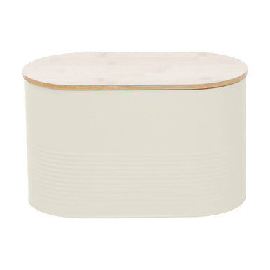 Orsina Alton Cream Bread Bin – Metal Storage Container with Bamboo Lid