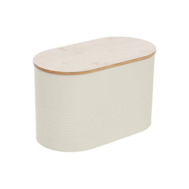 Orsina Alton Cream Bread Bin – Metal Storage Container with Bamboo Lid