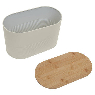 Orsina Alton Cream Bread Bin – Metal Storage Container with Bamboo Lid