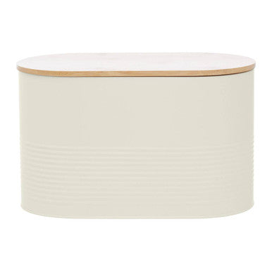 Orsina Alton Cream Bread Bin – Metal Storage Container with Bamboo Lid
