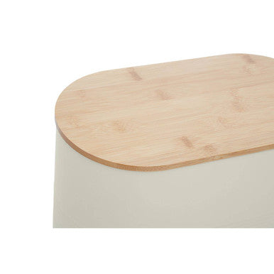 Orsina Alton Cream Bread Bin – Metal Storage Container with Bamboo Lid