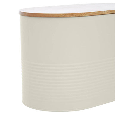 Orsina Alton Cream Bread Bin – Metal Storage Container with Bamboo Lid