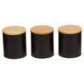 Orsina Alton Black Kitchen Canisters with Bamboo Lids - Set of 3