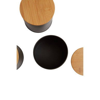 Orsina Alton Black Kitchen Canisters with Bamboo Lids - Set of 3