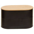 Orsina Alton Black Bread Bin – Metal Storage Box with Bamboo Lid