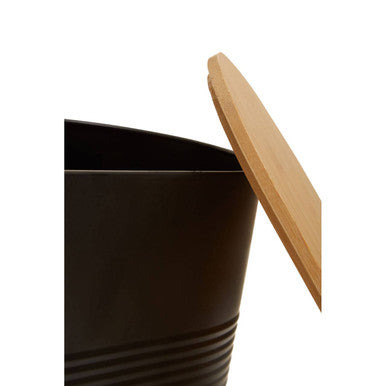 Orsina Alton Black Bread Bin – Metal Storage Box with Bamboo Lid