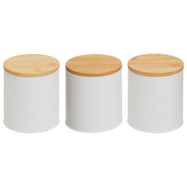 Orsina Alton White Kitchen Canisters with Bamboo Lids – Set of 3