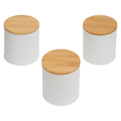 Orsina Alton White Kitchen Canisters with Bamboo Lids – Set of 3