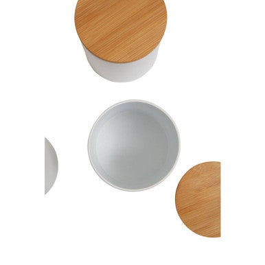 Orsina Alton White Kitchen Canisters with Bamboo Lids – Set of 3