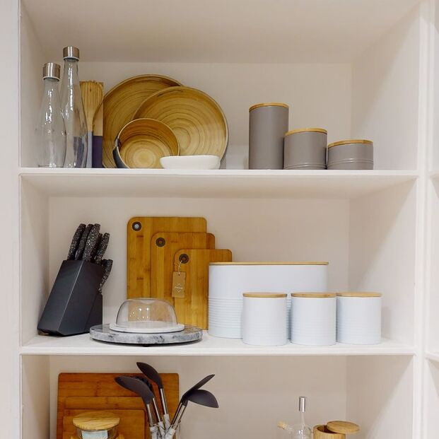 Orsina Alton White Kitchen Canisters with Bamboo Lids – Set of 3
