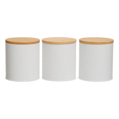 Orsina Alton White Kitchen Canisters with Bamboo Lids – Set of 3