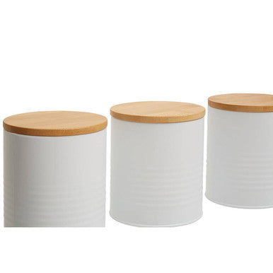Orsina Alton White Kitchen Canisters with Bamboo Lids – Set of 3