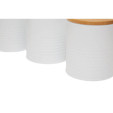 Orsina Alton White Kitchen Canisters with Bamboo Lids – Set of 3