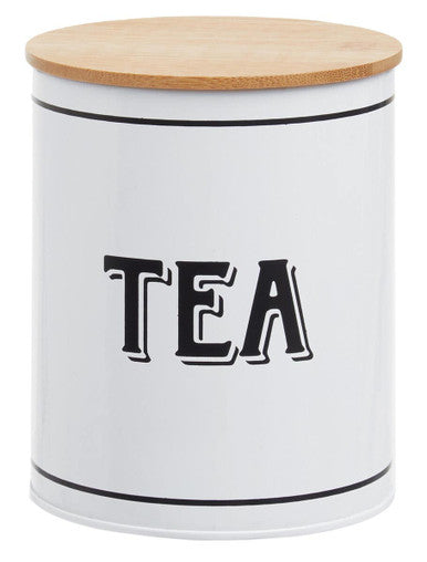 Orsina White Metal Tea Canister – Minimalist Kitchen Storage Jar
